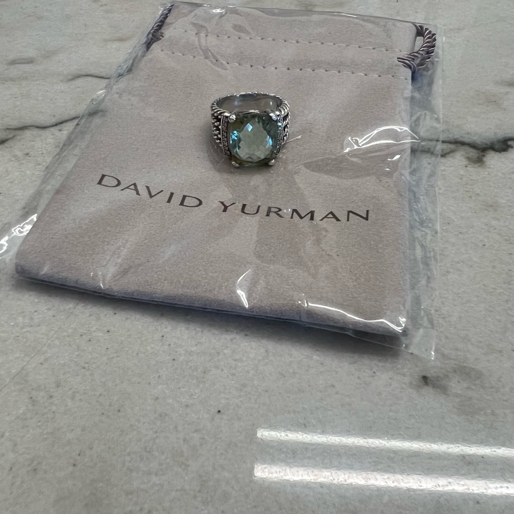 AUTHENTIC David Yurman w/chipped Prasiolite (see pics) Sterling Silver +diamonds